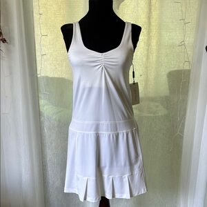 Calvin Klein White Sleeveless Ruched Tennis/Pickleball Dress